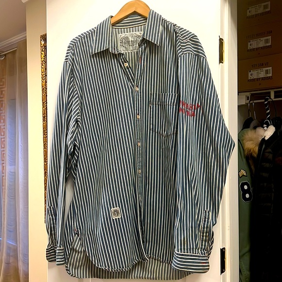 FERRE JEANS BOTTON UP STRIPE SHIRT